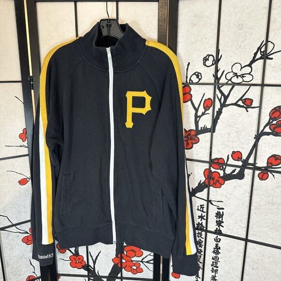 Pittsburgh Pirates Mitchell & Ness Black Yellow Full Zip Jacket Pockets Size L - Picture 6 of 6